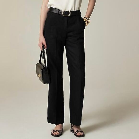 J.Crew Linen Harbor Wide Leg Pant Black Size XL NWT - Picture 1 of 9
